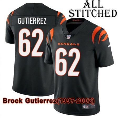 Black Home Embroidered Brock Gutierrez Cincinnati Bengals #62 Stitched Jersey