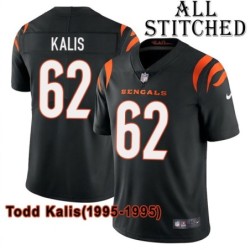 Black Home Embroidered Todd Kalis Cincinnati Bengals #62 Stitched Jersey