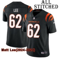 Black Home Embroidered Matt Lee Cincinnati Bengals #62 Stitched Jersey