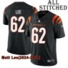 Black Home Embroidered Matt Lee Cincinnati Bengals #62 Stitched Jersey