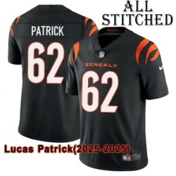 Black Home Embroidered Lucas Patrick Cincinnati Bengals #62 Stitched Jersey