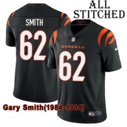 Black Home Embroidered Gary Smith Cincinnati Bengals #62 Stitched Jersey
