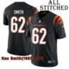 Black Home Embroidered Ken Smith Cincinnati Bengals #62 Stitched Jersey