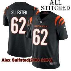 Black Home Embroidered Alex Sulfsted Cincinnati Bengals #62 Stitched Jersey