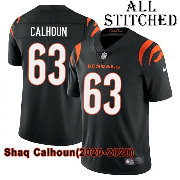 Black Home Embroidered Shaq Calhoun Cincinnati Bengals #63 Stitched Jersey