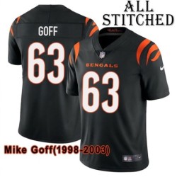 Black Home Embroidered Mike Goff Cincinnati Bengals #63 Stitched Jersey