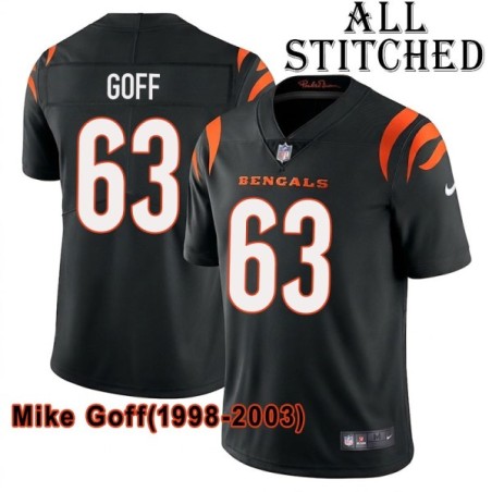 Black Home Embroidered Mike Goff Cincinnati Bengals #63 Stitched Jersey