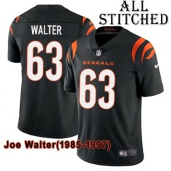 Black Home Embroidered Joe Walter Cincinnati Bengals #63 Stitched Jersey
