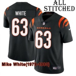 Black Home Embroidered Mike White Cincinnati Bengals #63 Stitched Jersey