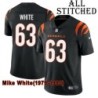 Black Home Embroidered Mike White Cincinnati Bengals #63 Stitched Jersey