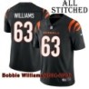Black Home Embroidered Bobbie Williams Cincinnati Bengals #63 Stitched Jersey