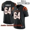 Black Home Embroidered Justin Canale Cincinnati Bengals #64 Stitched Jersey