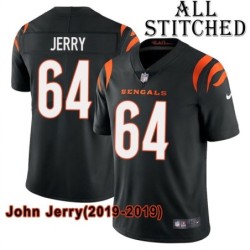 Black Home Embroidered John Jerry Cincinnati Bengals #64 Stitched Jersey