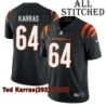 Black Home Embroidered Ted Karras Cincinnati Bengals #64 Stitched Jersey