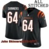 Black Home Embroidered John Shinners Cincinnati Bengals #64 Stitched Jersey