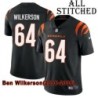 Black Home Embroidered Ben Wilkerson Cincinnati Bengals #64 Stitched Jersey