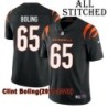 Black Home Embroidered Clint Boling Cincinnati Bengals #65 Stitched Jersey