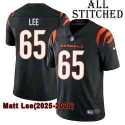 Black Home Embroidered Matt Lee Cincinnati Bengals #65 Stitched Jersey