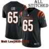 Black Home Embroidered Matt Lee Cincinnati Bengals #65 Stitched Jersey