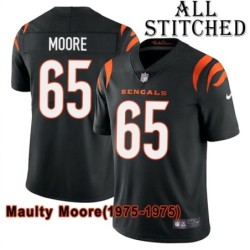 Black Home Embroidered Maulty Moore Cincinnati Bengals #65 Stitched Jersey
