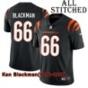 Black Home Embroidered Ken Blackman Cincinnati Bengals #66 Stitched Jersey
