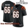 Black Home Embroidered Evan Mathis Cincinnati Bengals #66 Stitched Jersey