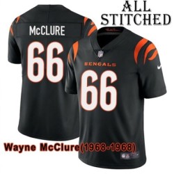 Black Home Embroidered Wayne McClure Cincinnati Bengals #66 Stitched Jersey