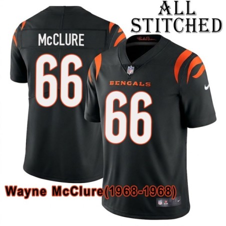 Black Home Embroidered Wayne McClure Cincinnati Bengals #66 Stitched Jersey