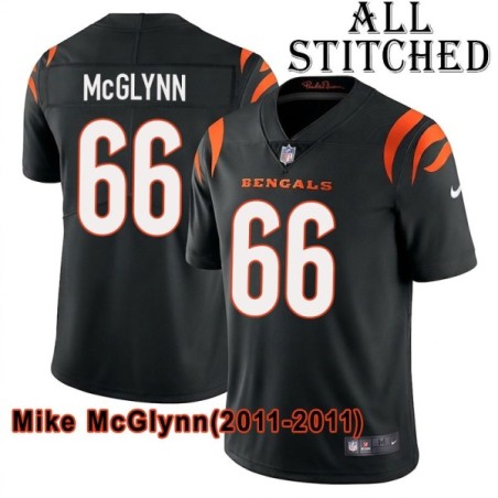 Black Home Embroidered Mike McGlynn Cincinnati Bengals #66 Stitched Jersey