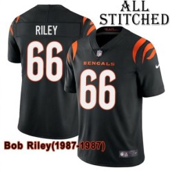 Black Home Embroidered Bob Riley Cincinnati Bengals #66 Stitched Jersey