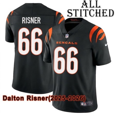 Black Home Embroidered Dalton Risner Cincinnati Bengals #66 Stitched Jersey