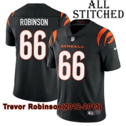 Black Home Embroidered Trevor Robinson Cincinnati Bengals #66 Stitched Jersey