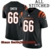 Black Home Embroidered Shaun Smith Cincinnati Bengals #66 Stitched Jersey