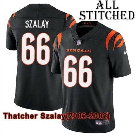 Black Home Embroidered Thatcher Szalay Cincinnati Bengals #66 Stitched Jersey