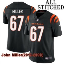 Black Home Embroidered John Miller Cincinnati Bengals #67 Stitched Jersey