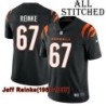 Black Home Embroidered Jeff Reinke Cincinnati Bengals #67 Stitched Jersey