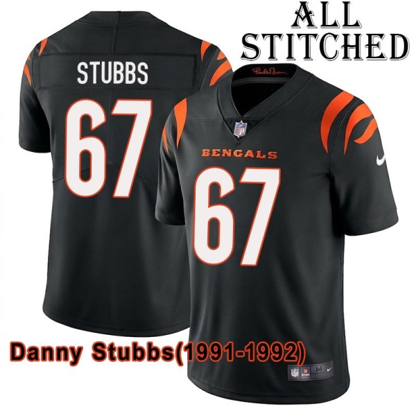 Black Home Embroidered Danny Stubbs Cincinnati Bengals #67 Stitched Jersey