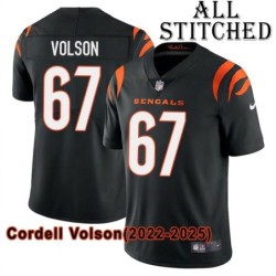 Black Home Embroidered Cordell Volson Cincinnati Bengals #67 Stitched Jersey