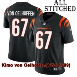 Black Home Embroidered Kimo von Oelhoffen Cincinnati Bengals #67 Stitched Jersey