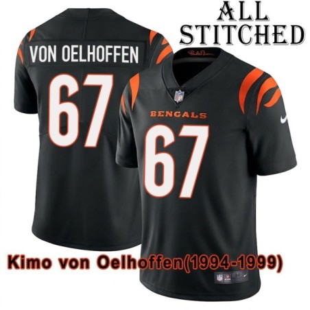 Black Home Embroidered Kimo von Oelhoffen Cincinnati Bengals #67 Stitched Jersey