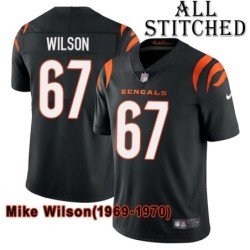 Black Home Embroidered Mike Wilson Cincinnati Bengals #67 Stitched Jersey