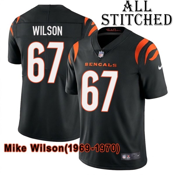 Black Home Embroidered Mike Wilson Cincinnati Bengals #67 Stitched Jersey