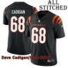Black Home Embroidered Dave Cadigan Cincinnati Bengals #68 Stitched Jersey