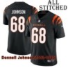 Black Home Embroidered Donnell Johnson Cincinnati Bengals #68 Stitched Jersey