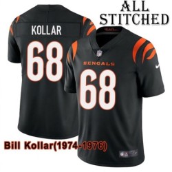 Black Home Embroidered Bill Kollar Cincinnati Bengals #68 Stitched Jersey