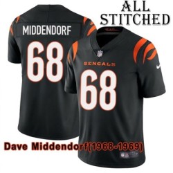 Black Home Embroidered Dave Middendorf Cincinnati Bengals #68 Stitched Jersey