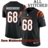 Black Home Embroidered Dave Middendorf Cincinnati Bengals #68 Stitched Jersey