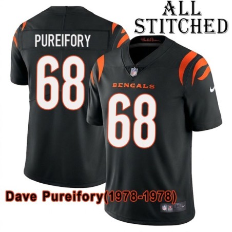 Black Home Embroidered Dave Pureifory Cincinnati Bengals #68 Stitched Jersey