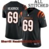 Black Home Embroidered Sherrill Headrick Cincinnati Bengals #69 Stitched Jersey