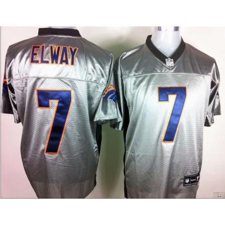 [Rbk,Gray-Shadow]John Elway Football Jersey -Denver #7 Gray Jersey